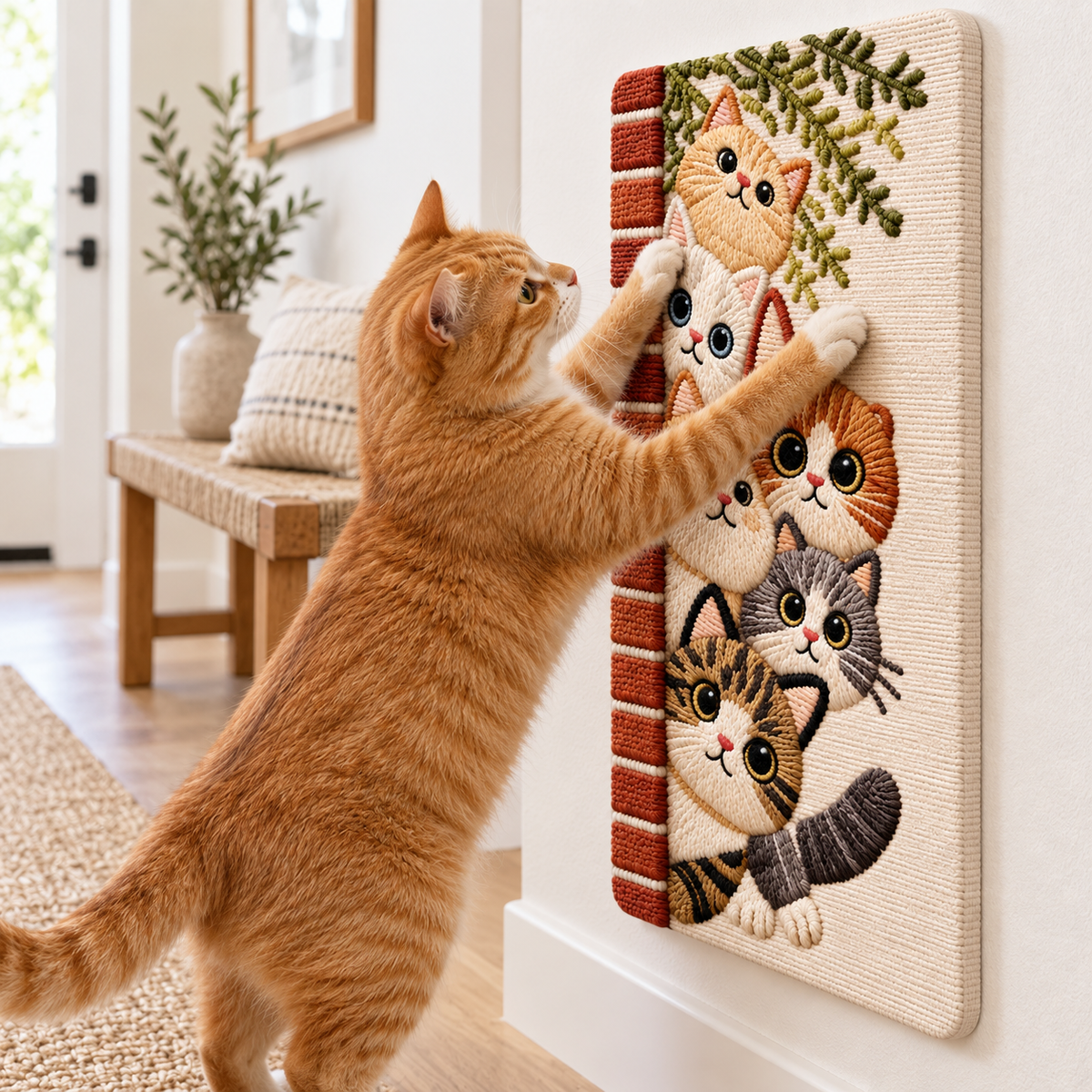 Stacked Cats Wall Scratching Panel