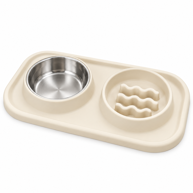 Non-Slip Slow Feeder & Water Bowl Set
