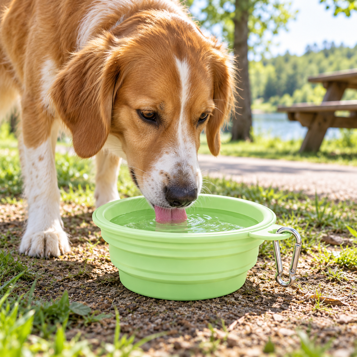 Collapsible Travel Pet Bowl with Clip