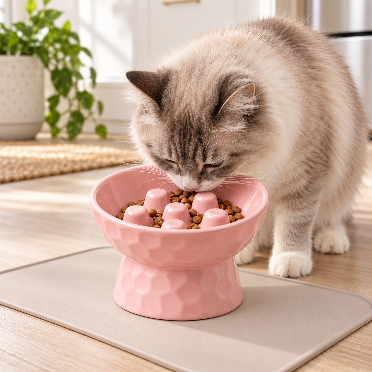 Elevated Ceramic Slow Feeder Pet Bowl
