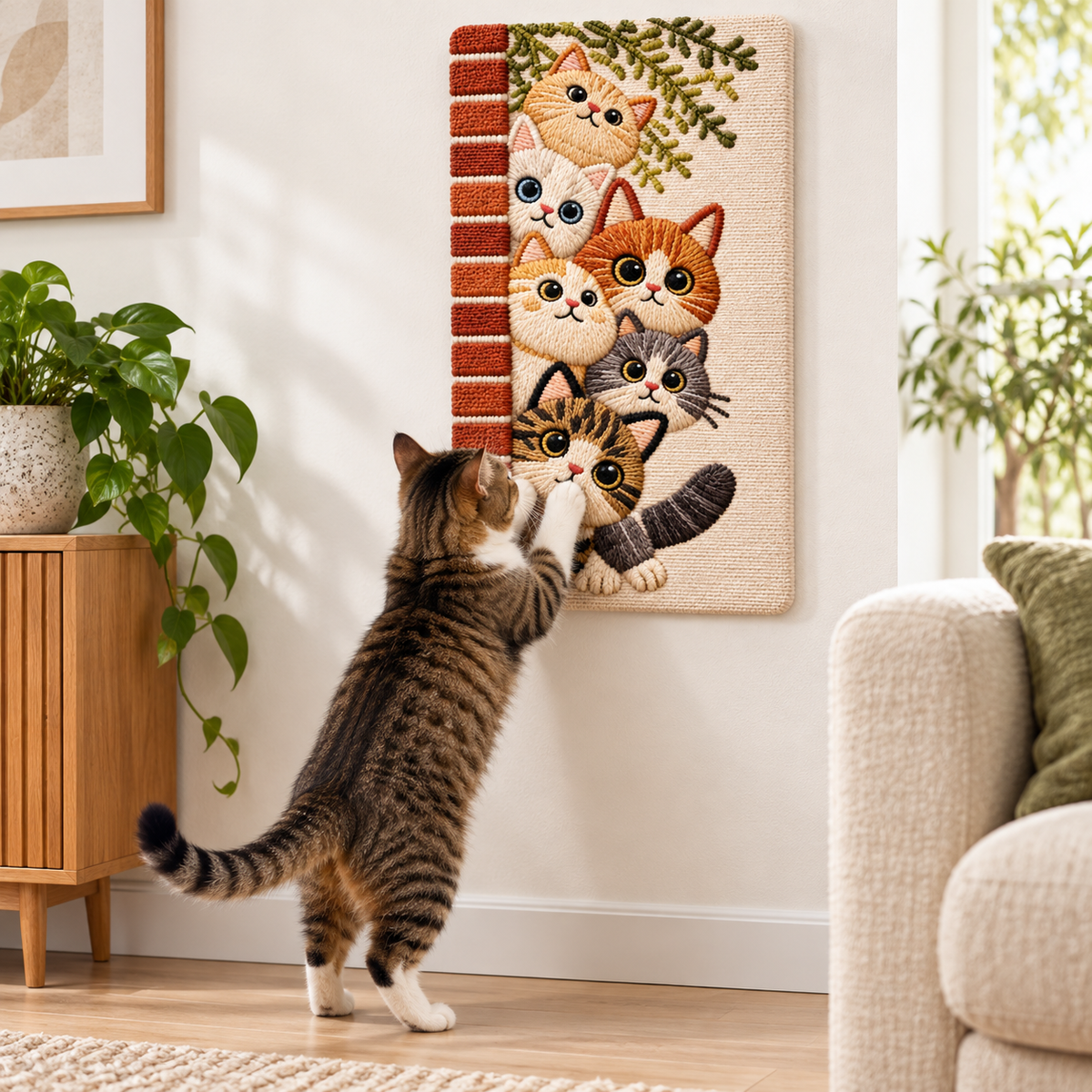 Stacked Cats Wall Scratching Panel