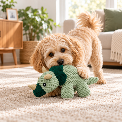 Crinkle Plush Dinosaur Dog Toy