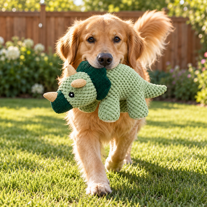 Crinkle Plush Dinosaur Dog Toy