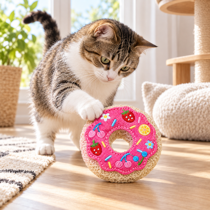 Natural Loofah Donut Cat Chew Toy